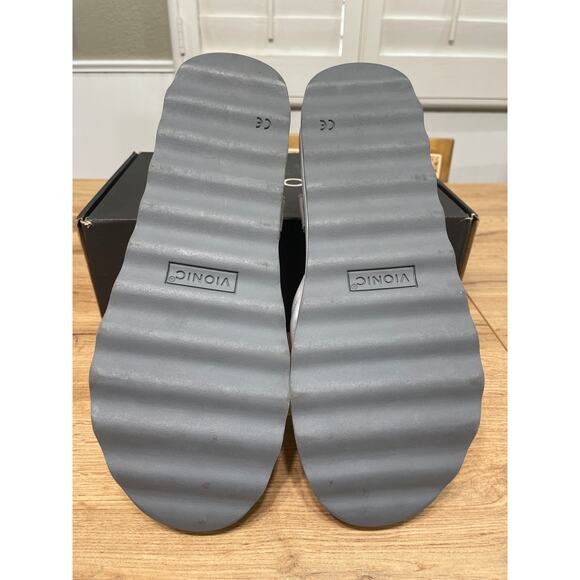 Vionic Reyna Vapor Leather Sandals Gray Size 8.5 NIB Slingback Wedge Slides - Picture 10 of 13